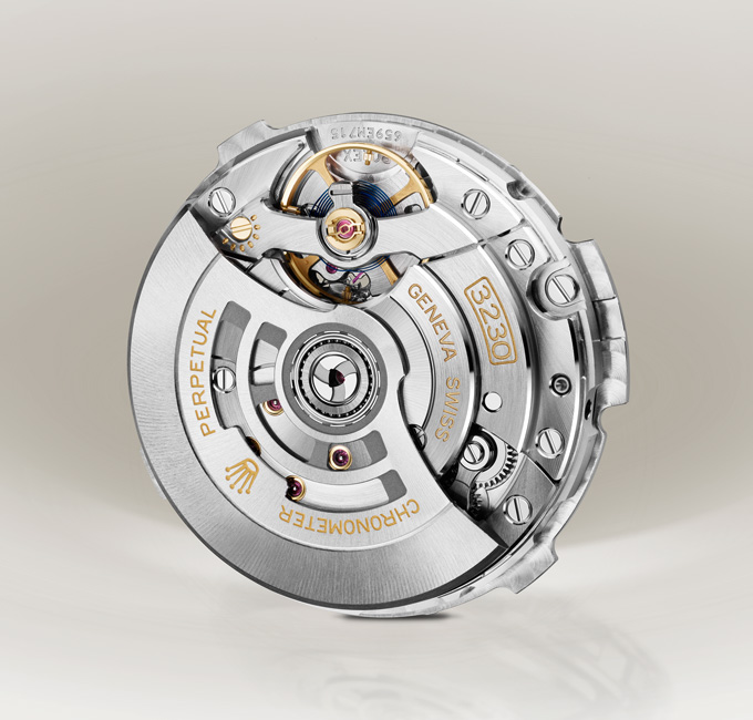Inside workings of Rolex Oyster Perpetual watch