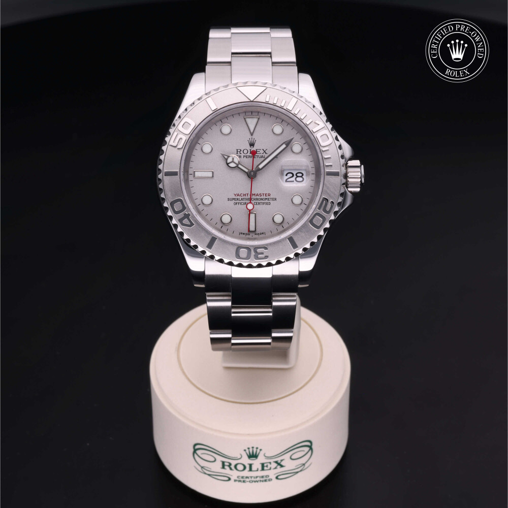 Rolex Yachtmaster Platinum Dial Platinum Bezel Steel Mens Watch