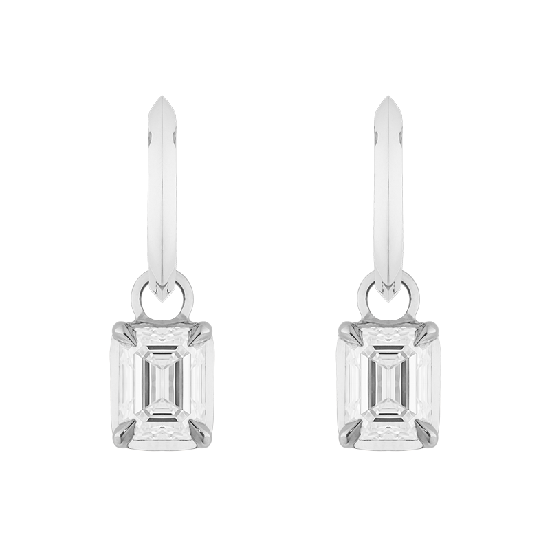 18K Yellow Gold Emerald Cut Blue Topaz Drop Earrings (15.0x10.0mm)