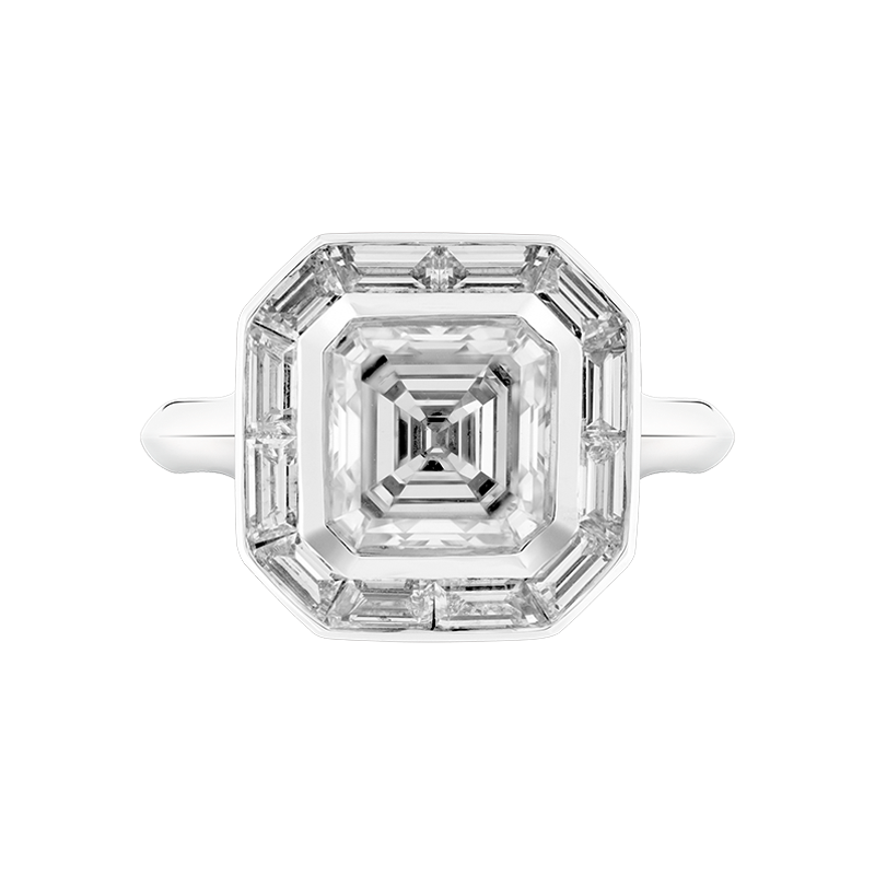 Asscher with Baguette Surround Dress Ring