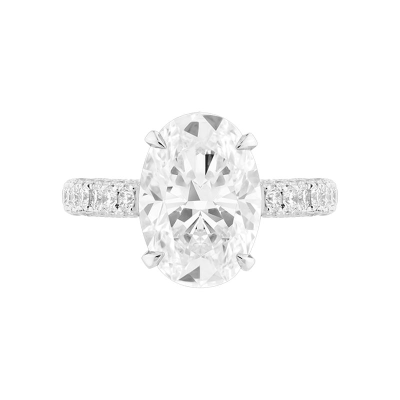 Oval Cut Solitaire, Set with Diamonds, 5.02ct