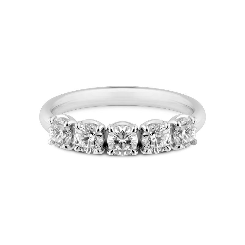 Ely Round Brilliant Eternity Ring, Half Loop