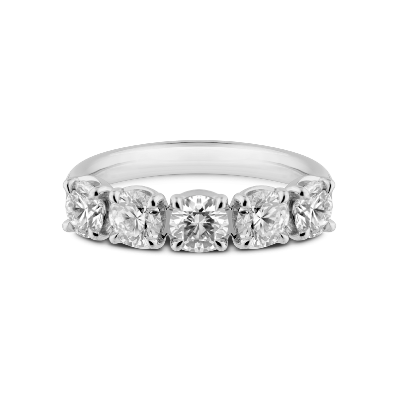 Ely Round Brilliant Eternity Ring, Half Loop