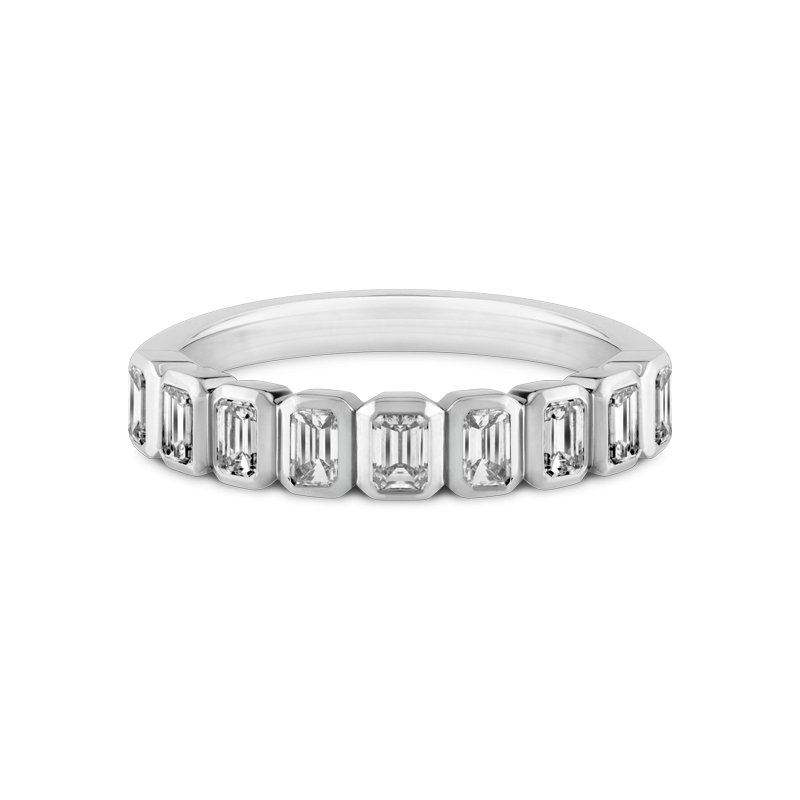 Grace Emerald Cut Eternity Ring, Half Loop