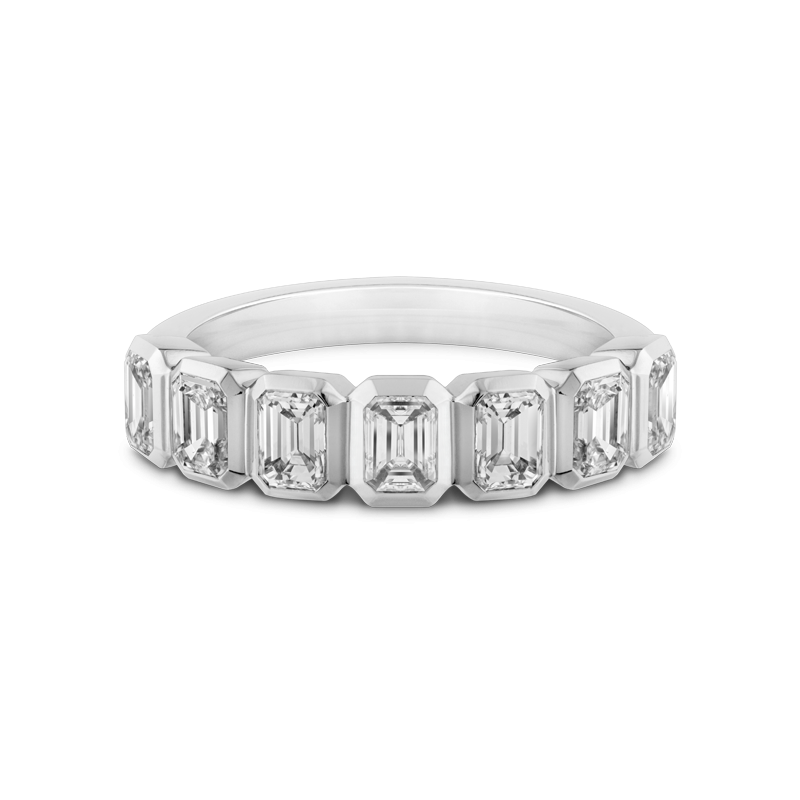 Grace Emerald Cut Eternity Ring, Half Loop