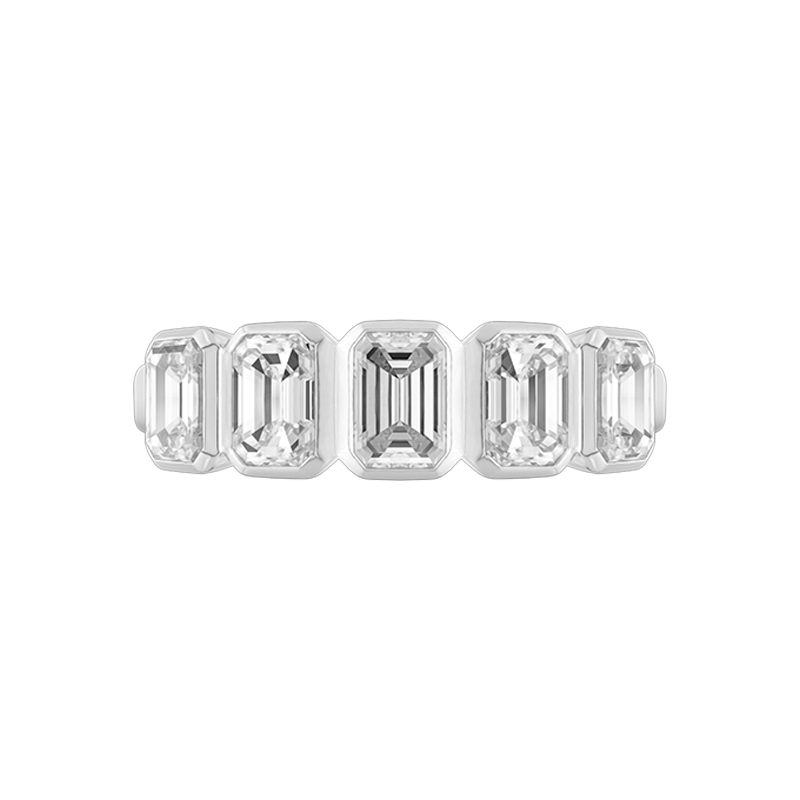 Grace Emerald Cut Eternity Ring, Half Loop