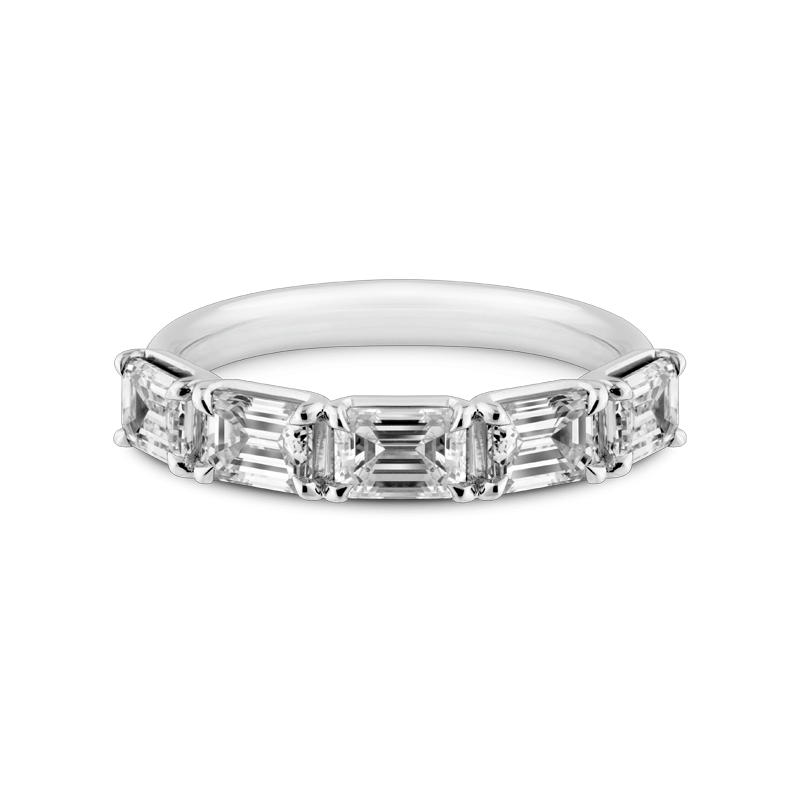 Ely Emerald Cut Eternity Ring, Half Loop