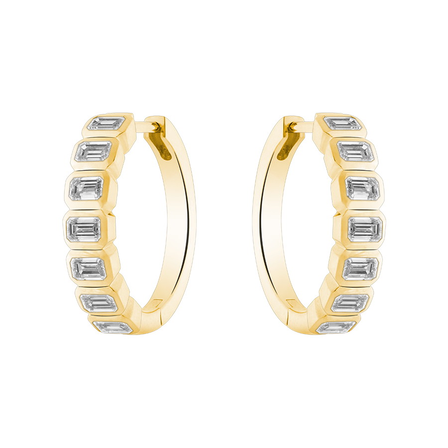 Grace Emerald Cut Diamond Hoops