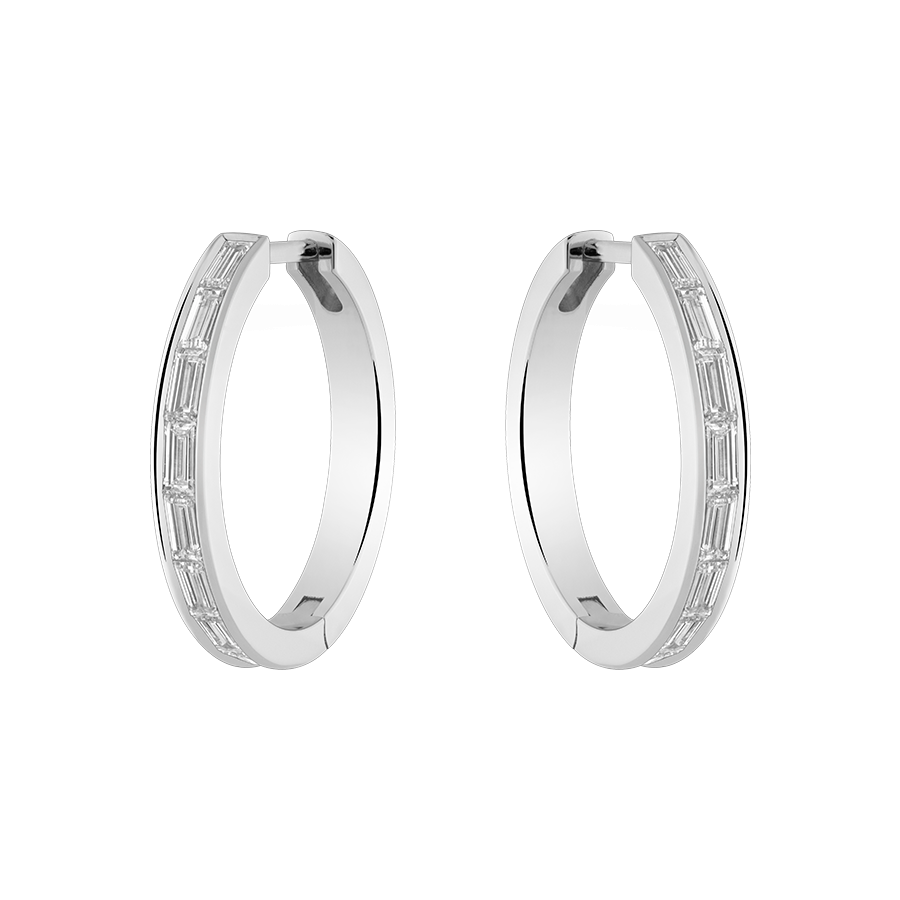 Baguette Cut Diamond Hoops