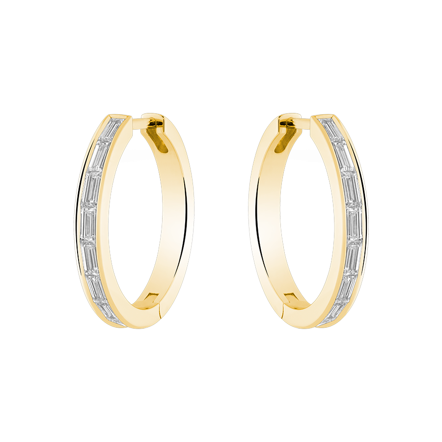 Baguette Cut Diamond Hoops