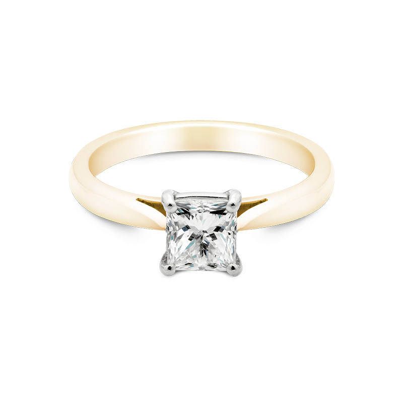 Princess Cut Solitaire, 18ct Yellow Gold