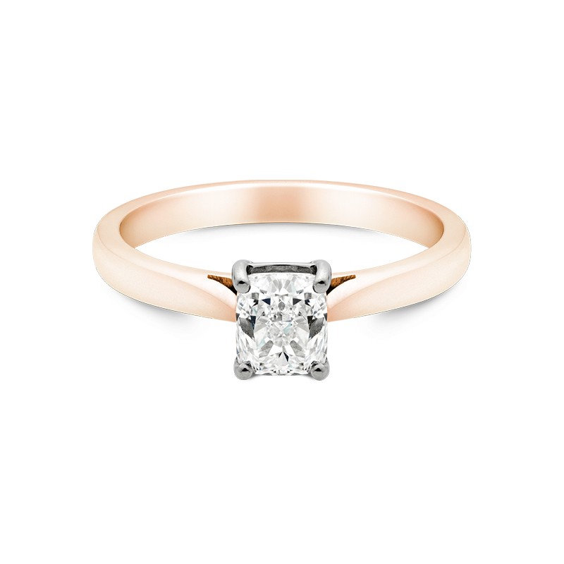 Cushion Cut Solitaire, 18ct Rose Gold