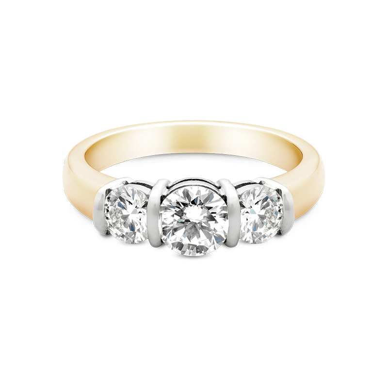 Round Brilliant Cut Trilogy, 18ct Yellow Gold