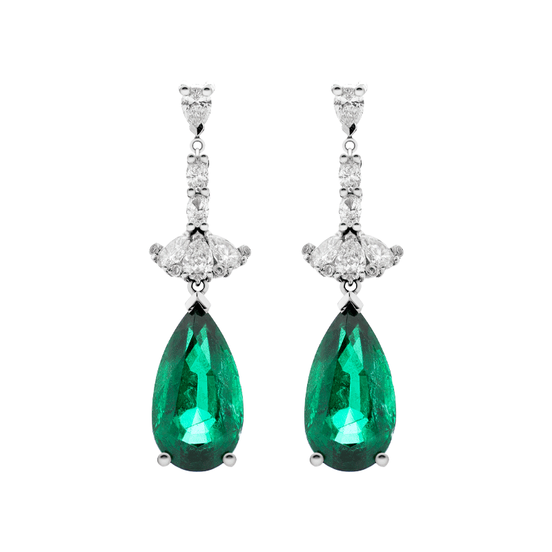 Pear Cut Emerald Earrings