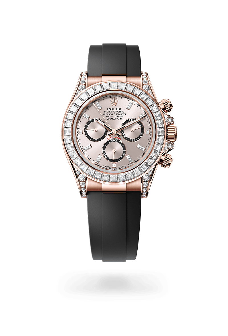 Rolex Cosmograph Daytona in 18 ct Everose gold with lugs set with diamonds, M126535TBR-0002 at Prestons