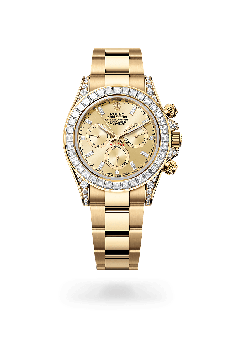 Rolex Cosmograph Daytona in 18 ct yellow gold with lugs set with diamonds, M126598TBR-0001 at Prestons