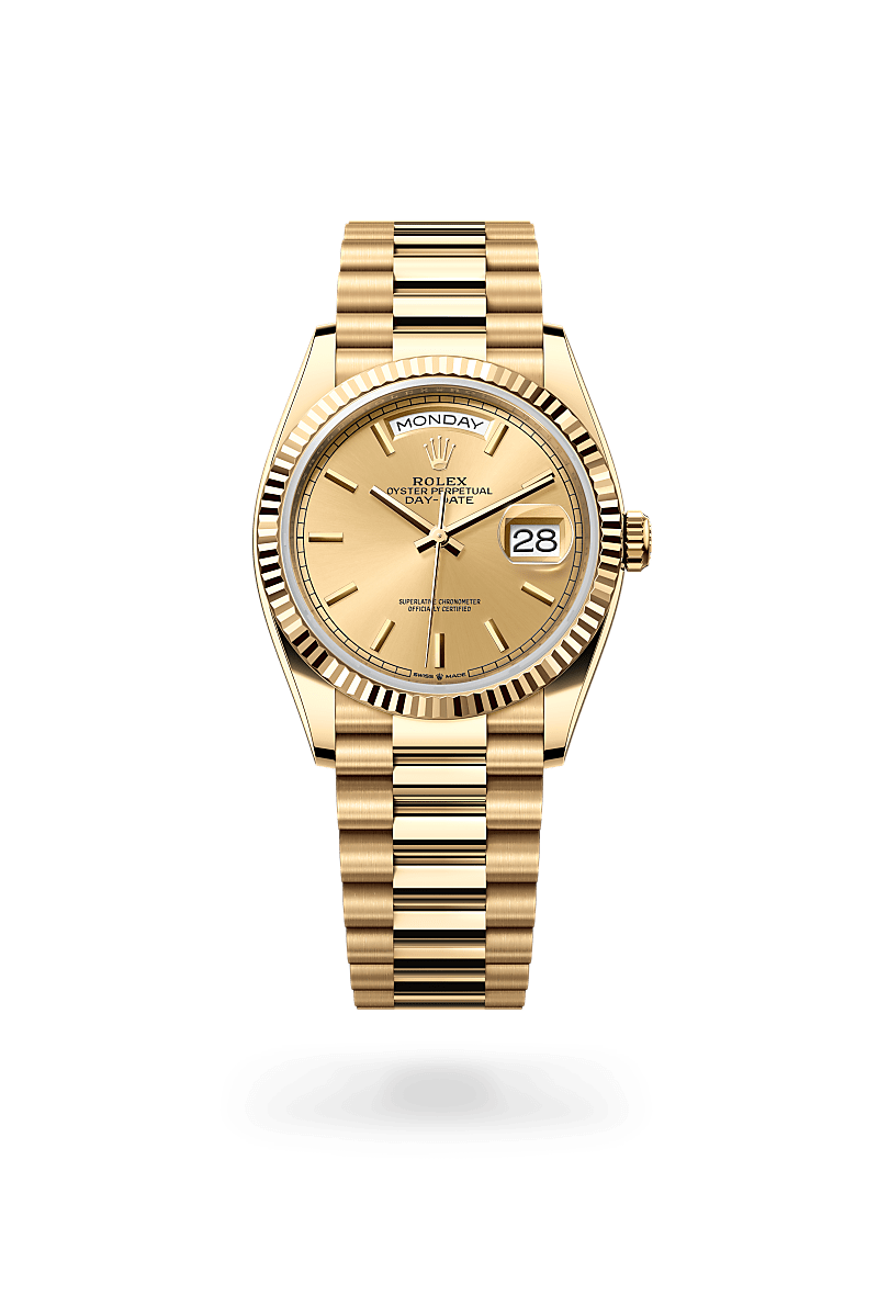 Rolex Day-Date 36 in 18 ct yellow gold, M128238-0045 at Prestons