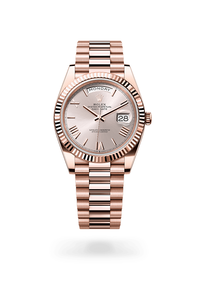 Rolex Day-Date 40 in 18 ct Everose gold, M228235-0001 at Prestons