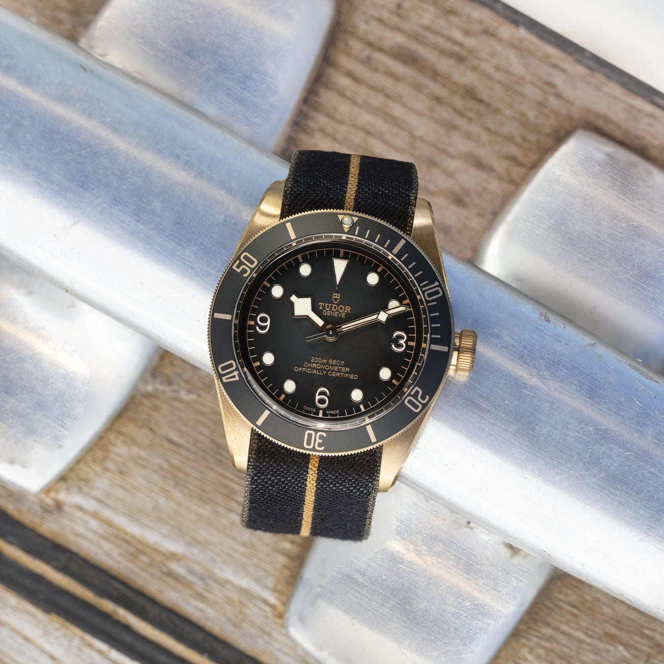 TUDOR Black Bay Bronze 43mm bronze case with bronze-coloured PVD-treated steel case back and satin finish - M79250BA-0002 at Prestons